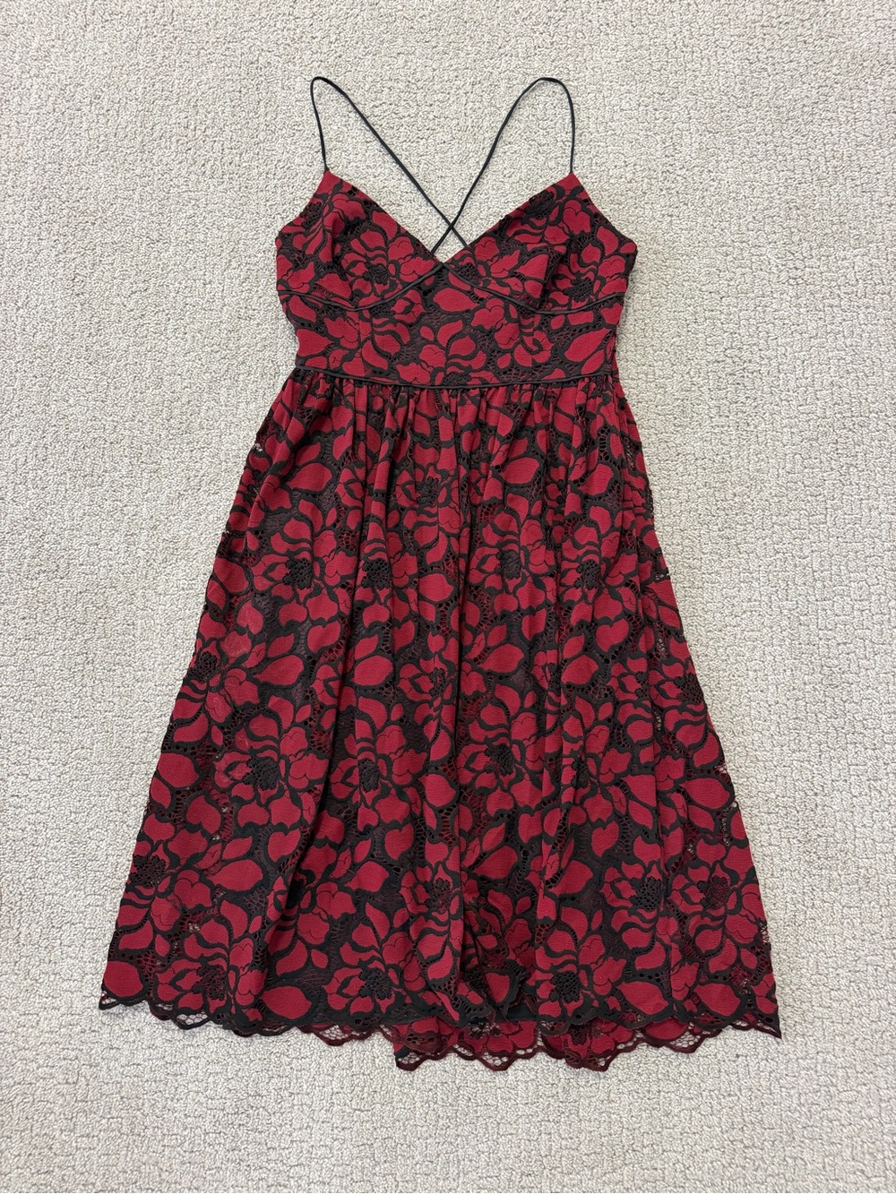Likely Burgundy Midi Lace Dress - Size 10